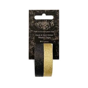 Washi Tape Black & Gold Glitter