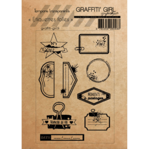tampons transparents étiquettes folles - Graffiti Girl