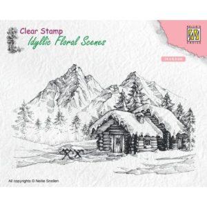 tampons Nellies Choice - Snowy landscape with cottage - ifs015