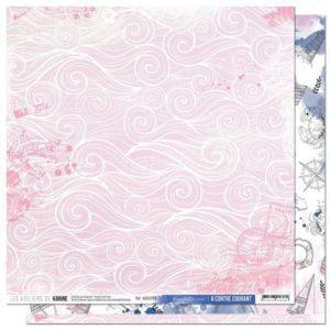 Papier Vaguelette roses - A contre courant 3 - Les Ateliers de Karine - Scrap d Enhaut