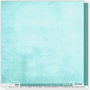 Papier Back to Basics - Carte postale - Bleu Turquoise - Les Ateliers de Karine - Scrap d Enhaut