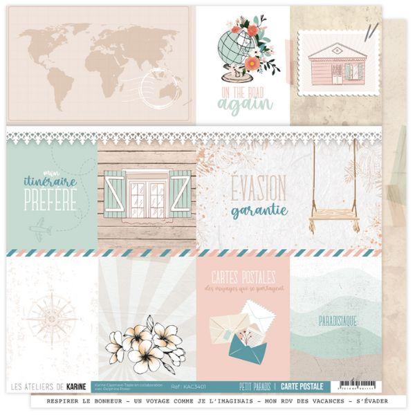 Papier Carte postale - Petits paradis - Les Ateliers de Karine - Scrap d Enhaut