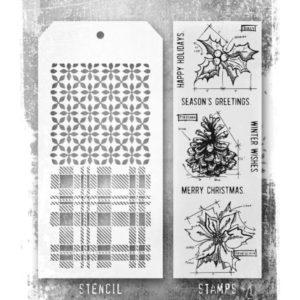 Duo tampons & Pochoir Blueprint Christmas #2 Design - Tim Holtz - Stampers Anonymous - Scrap d'Enhaut