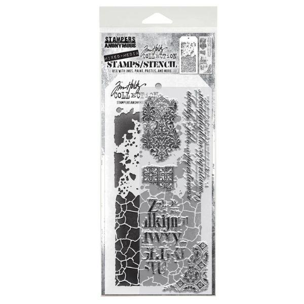 Duo tampons & Pochoir Mixed Media #23 - Tim Holtz - Stampers Anonymous - Scrap d'Enhaut