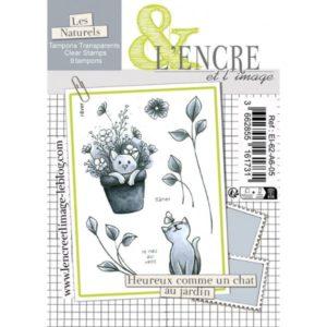 Tampons Heureux comme un chat au jardin - L'Encre et l'Image - Scrap d'Enhaut
